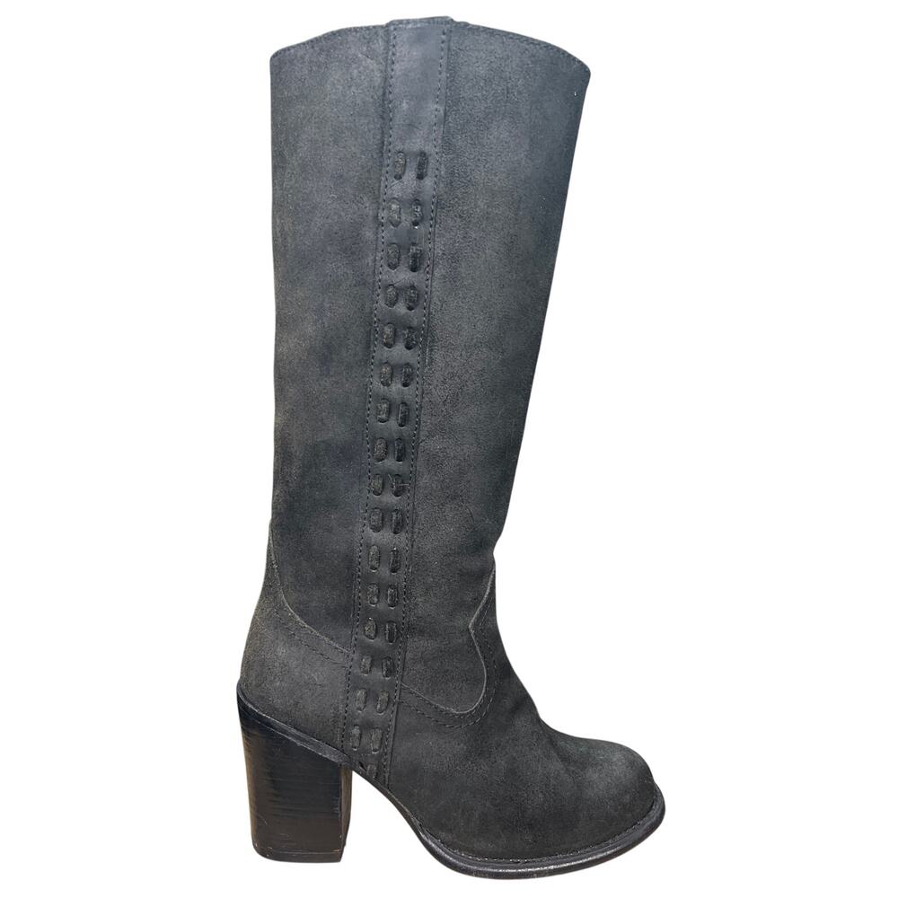 Anouk Women’s Dark Brown Suede Braided Riding Boots Size US 8.5